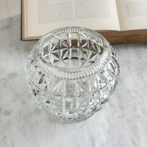 Vintage cut glass bowl geometric pattern.
