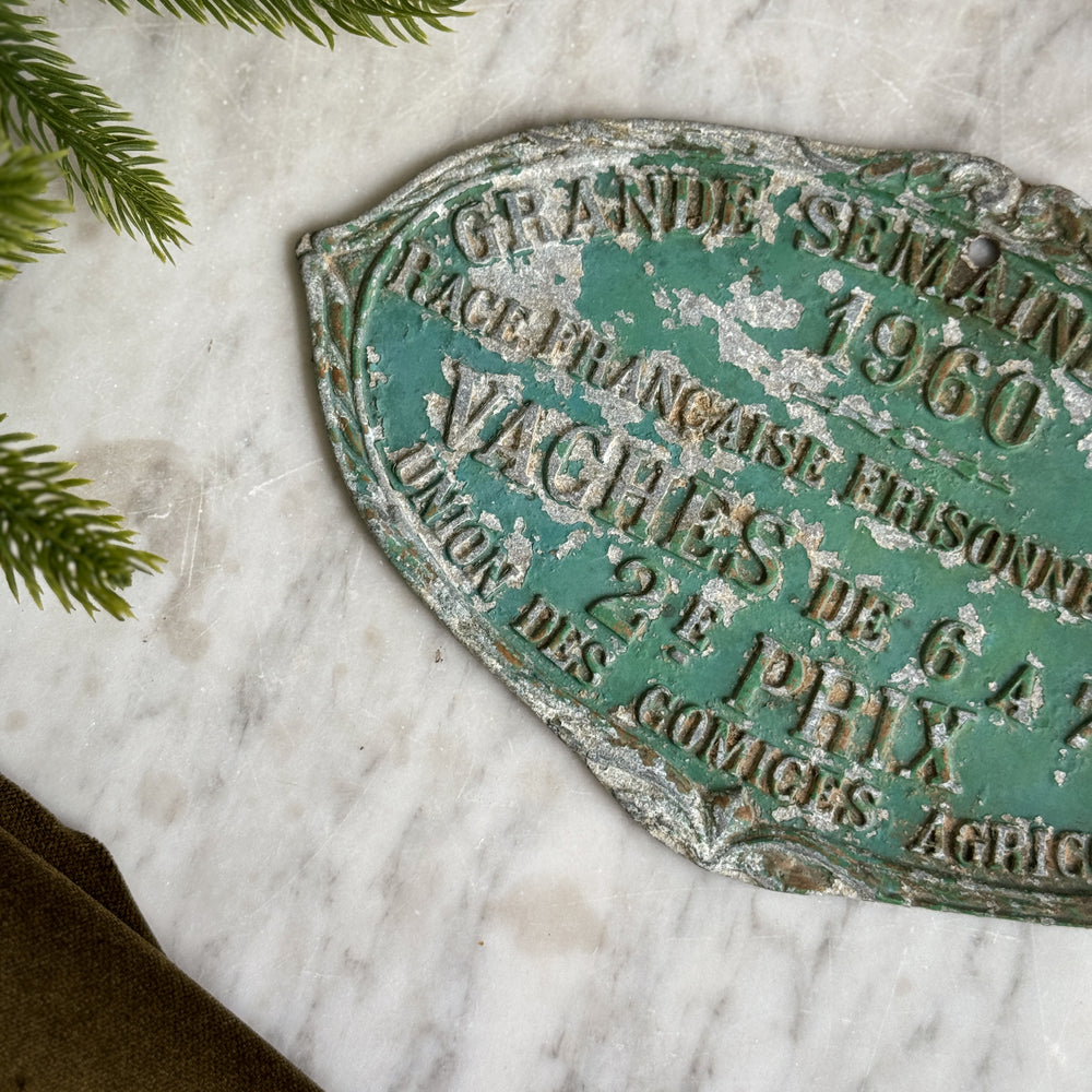 Vintage 1960 green cattle award- FRANCE.