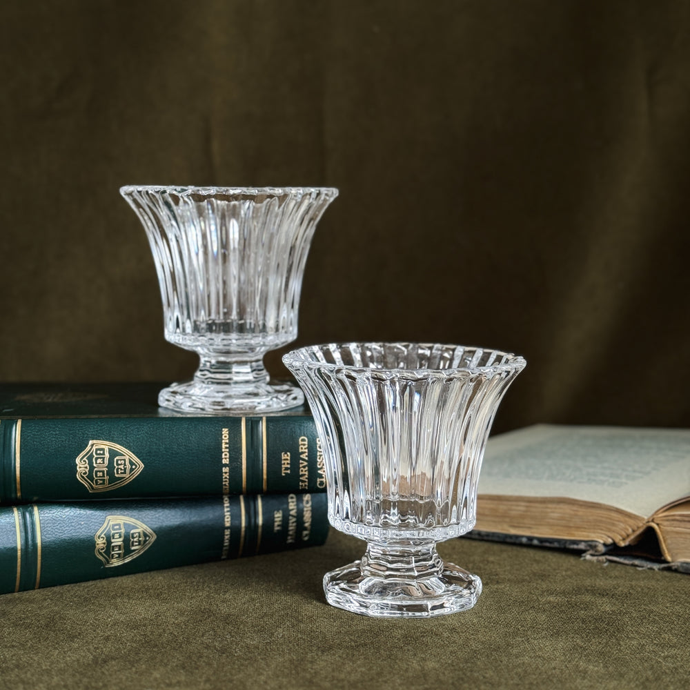 Flared rib glass urn.