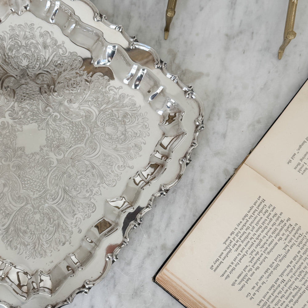 Vintage square silverplate tray.