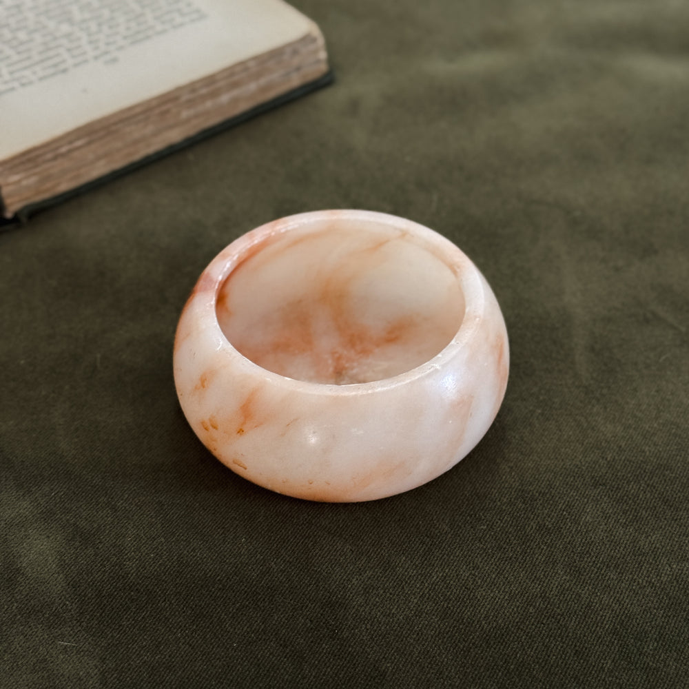 Vintage alabaster blush marble bowl.
