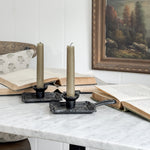 Vintage Black Cast Iron Taper Candle Holders
