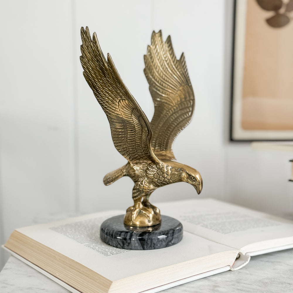 Vintage Brass Eagle on Marble Base