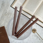 Burgundy Brown Ribbed Taper candle Pair