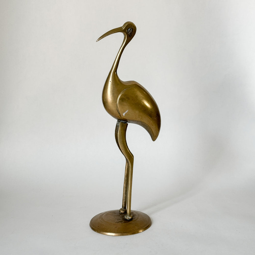 Vintage Brass Heron Statue.