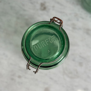 Vintage M Wide Green Glass Canning Jar- FRANCE