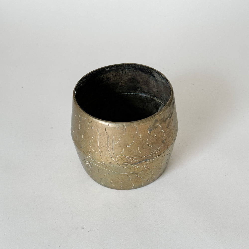 Vintage Brass Etched Cup.