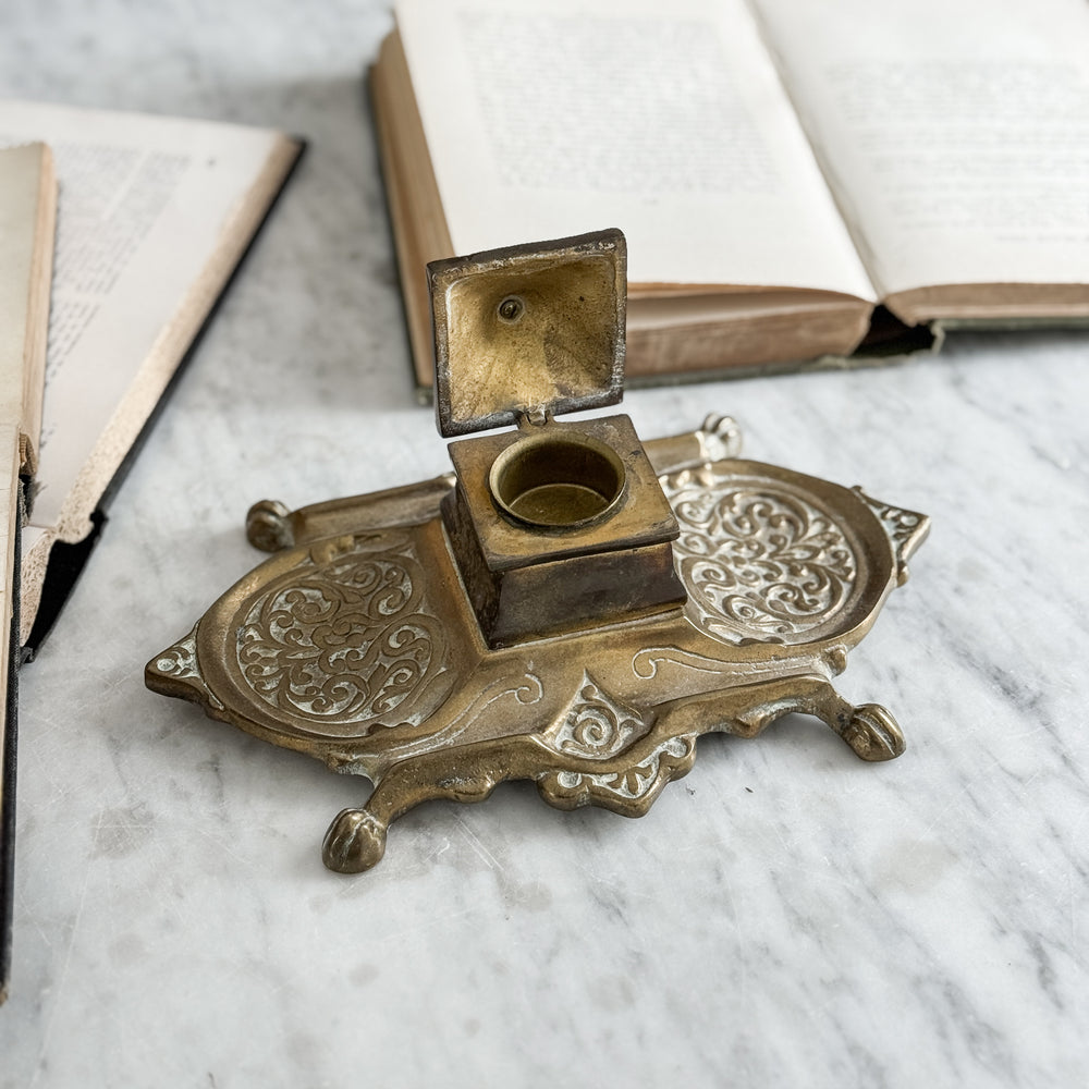 Vintage Brass Inkwell