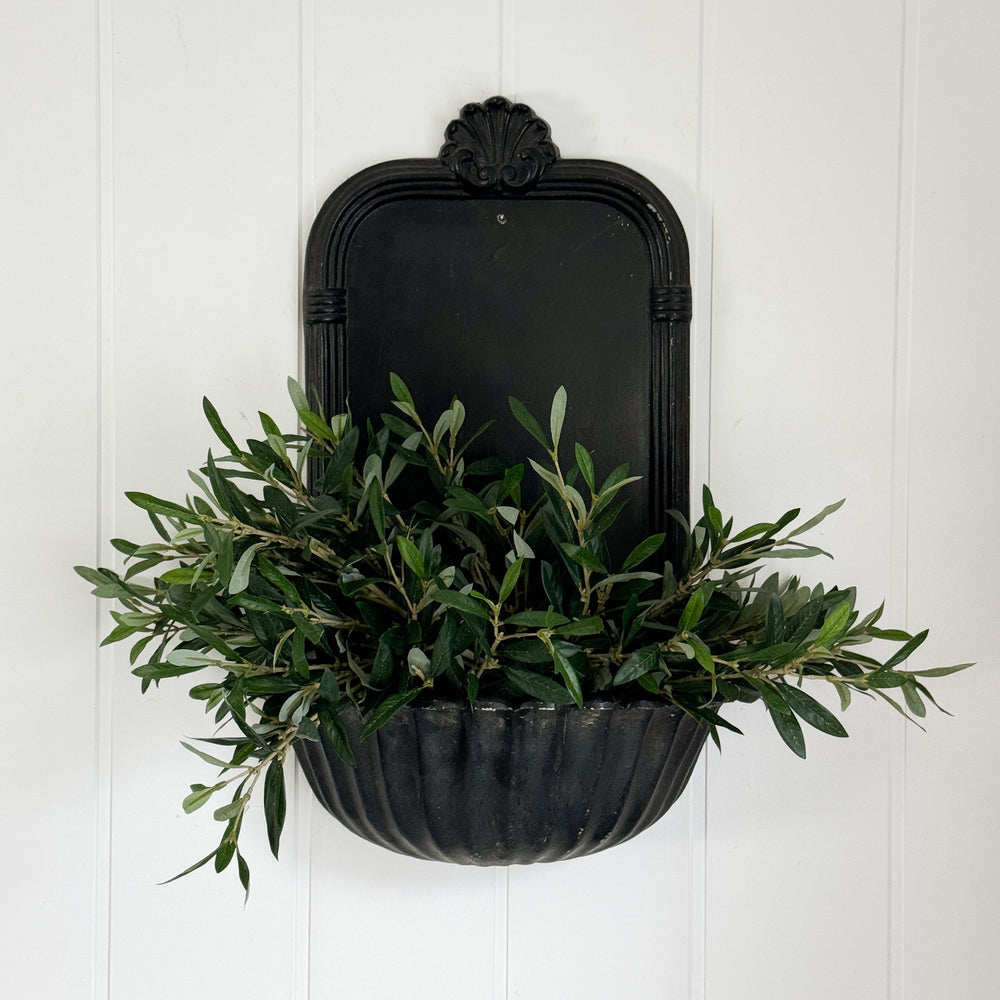 Vintage Black Cast Iron Wall Planter