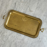 Vintage Brass Rectangular Tray with Handle