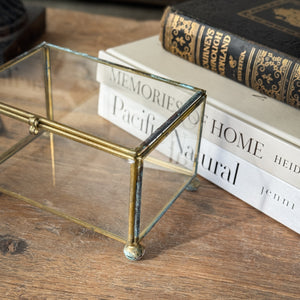 Vintage Glass and Brass Hinged Box