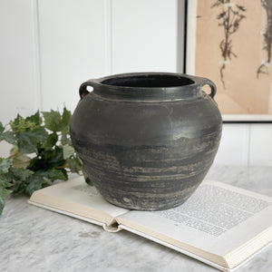 Vintage Black Pot with Handles.