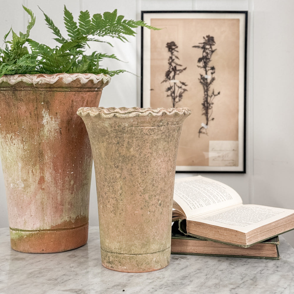 Terracotta Aged Tall Nursery Piecrust Planter.