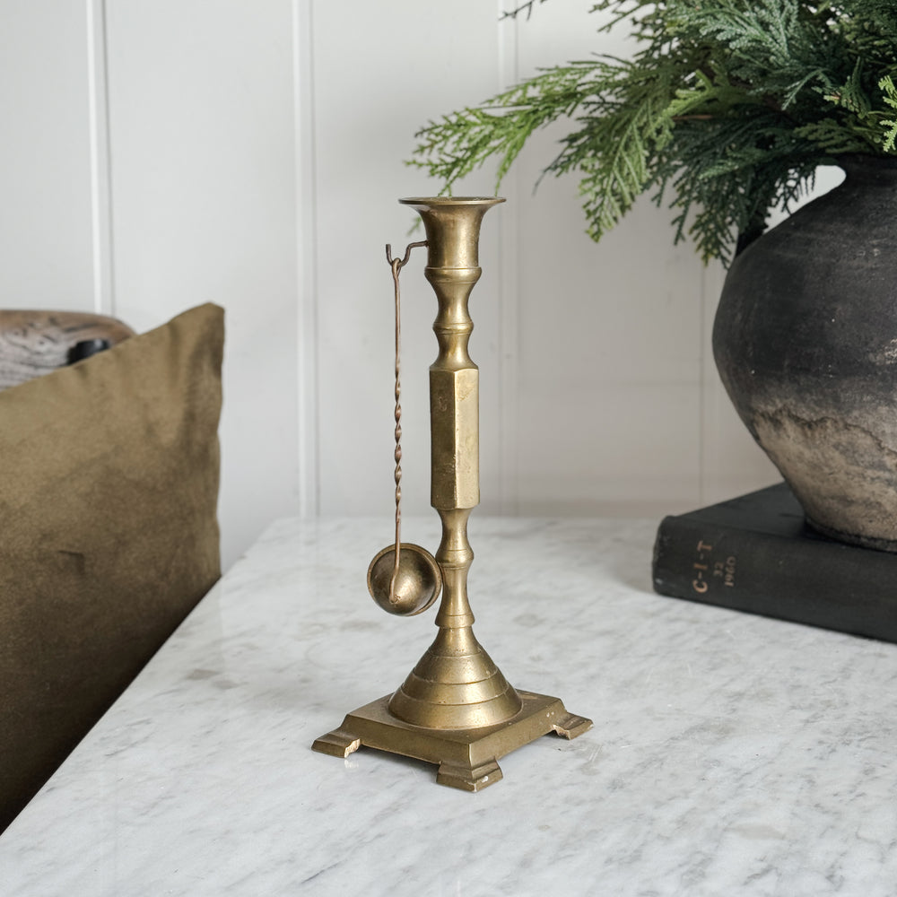 Vintage Brass Taper with attached snuffer.