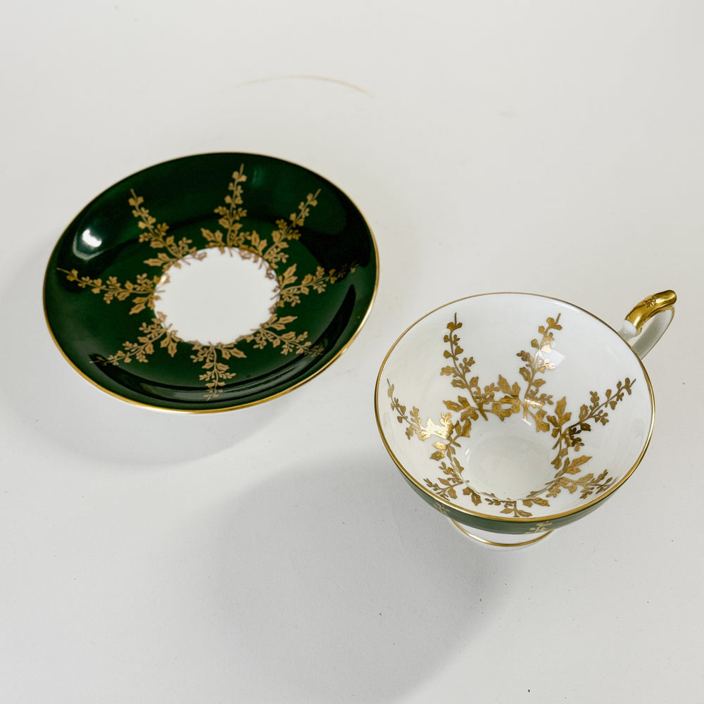 Vintage Green China Teacup and Saucer.