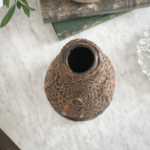 Vintage Wicker Gourd Vase.