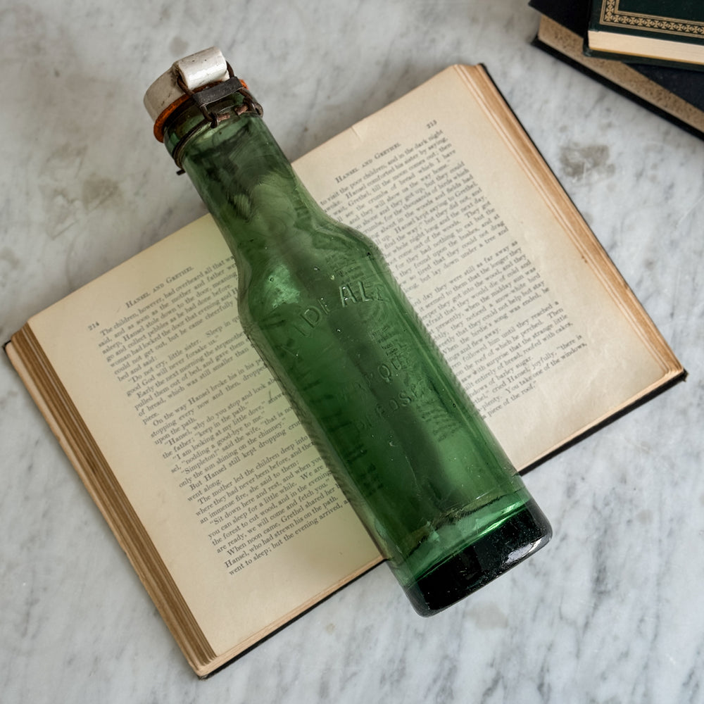 Vintage Lideale Green Glass Bottle- France.