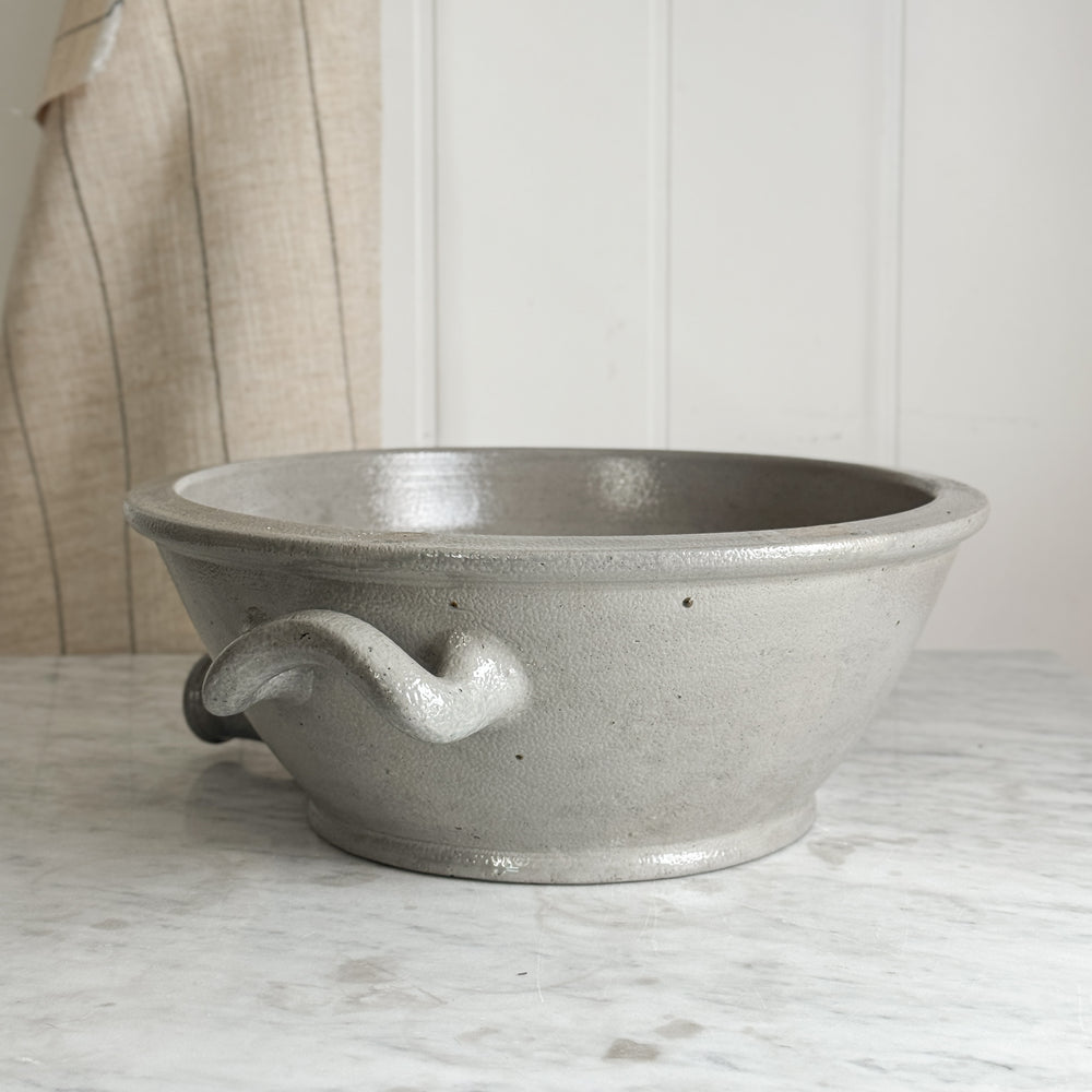 Vintage stoneware handle bowl with spout