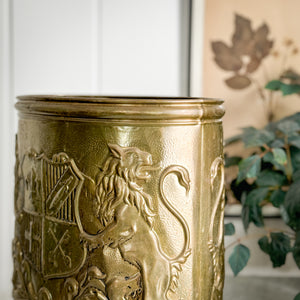 Vintage Brass Oval Tall Planter.