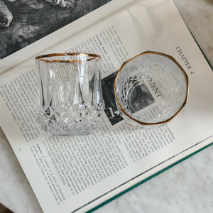 Vintage gold rim crystal glass votive holder.