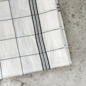 Linen Tea Towel - Ivory Grid.