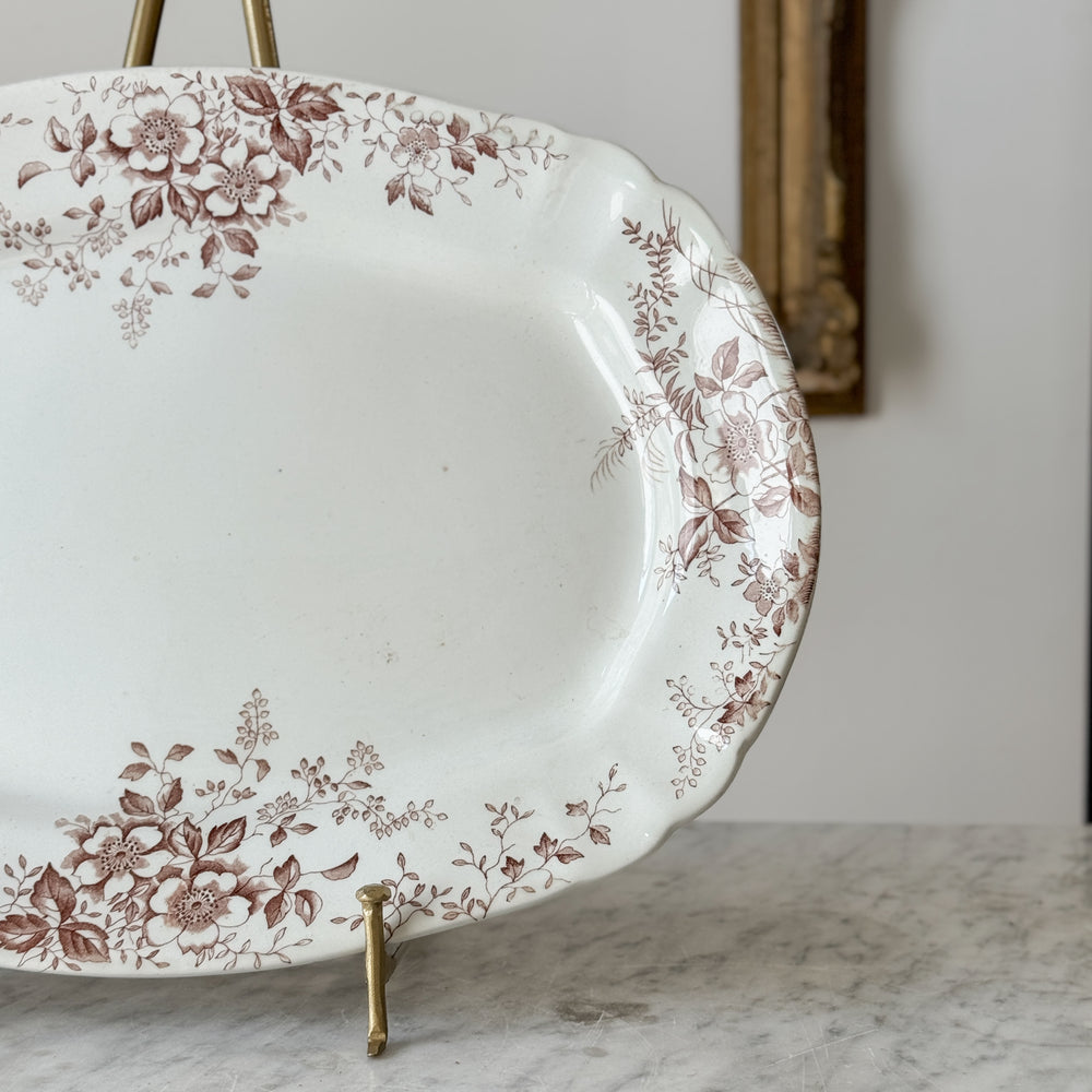 Antique Surrey brown transferware ironstone platter
