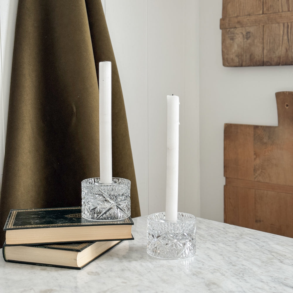 Vintage Heavy Glass Taper Holder.