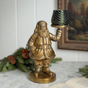 Gold Santa Candle Holder Figurine w/ votive