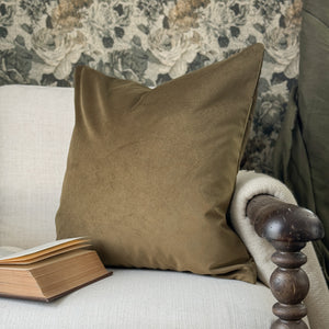 Olive Velvet Pillow Cover- Multiple Sizes