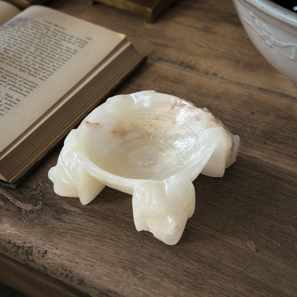 Vintage Carved Onyx Dish.