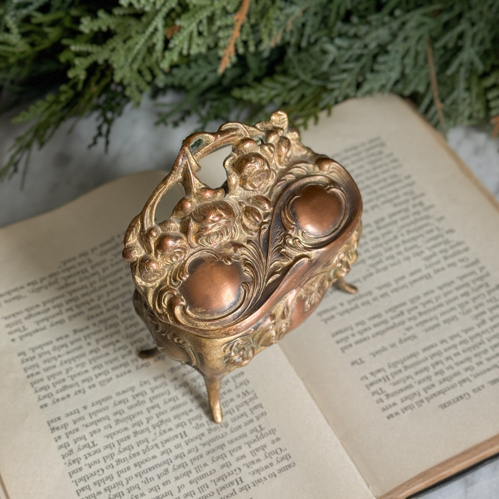 Vintage brass jewellery casket.