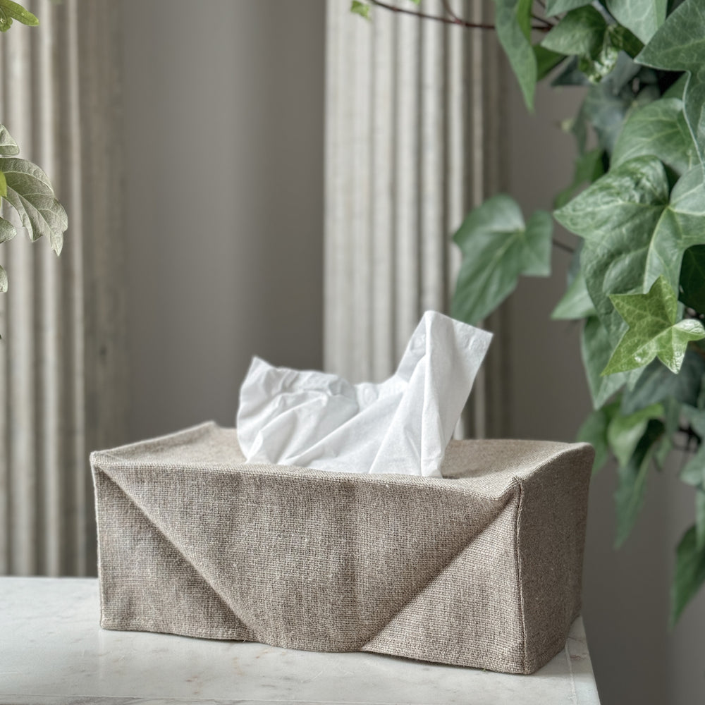 Linen tissue box cover