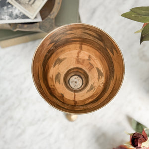 Vintage brass footed goblet vase