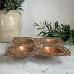 Vintage copper sectioned cut out tray.