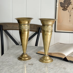 Vintage brass tapered vase.