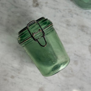 Vintage M Wide Green Glass Canning Jar- FRANCE