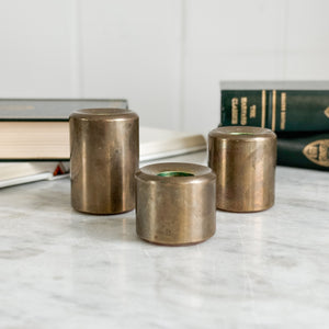 Vintage Turned Brass Taper Set