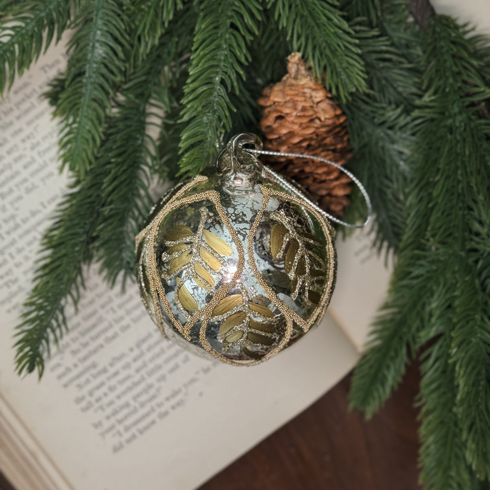 Glass Gilded Ball Ornament.