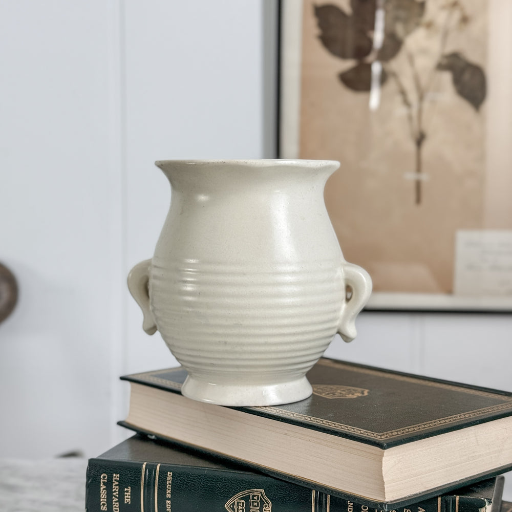 Vintage cream handled urn vase