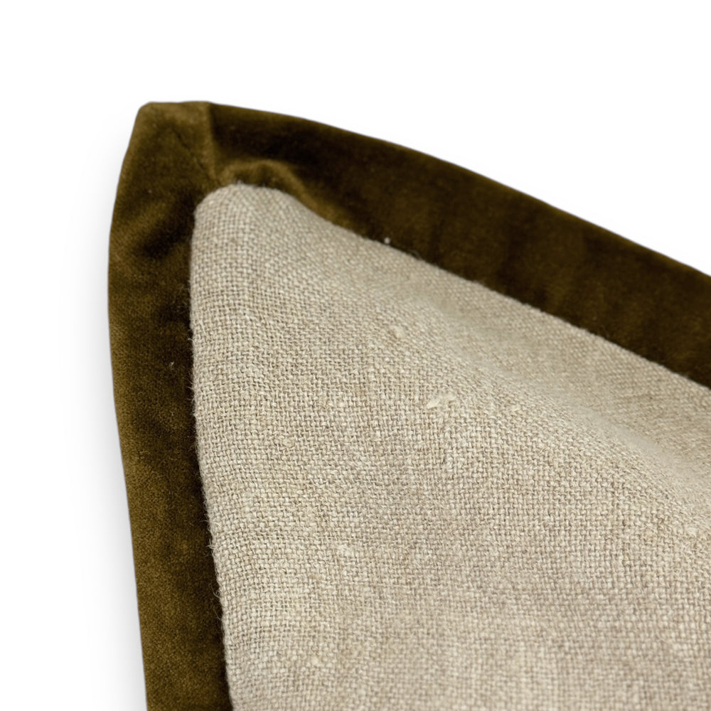 Olive green Velvet Trim 24" Pillow.