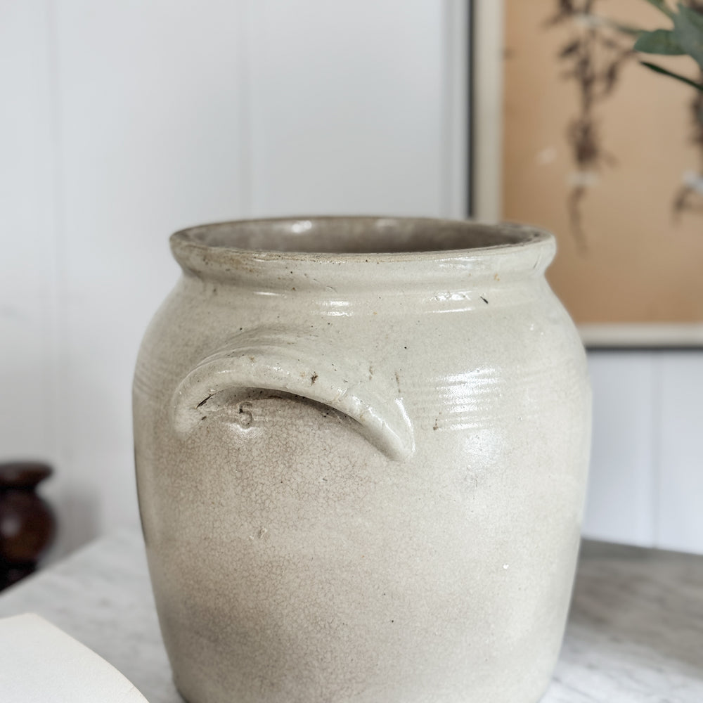 Antique Cream Confit Pot VIII - FRANCE