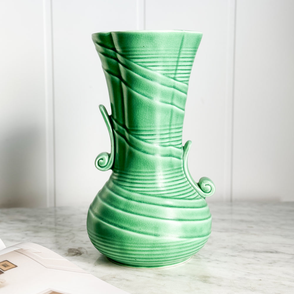 Vintage Green English Pottery Vase.