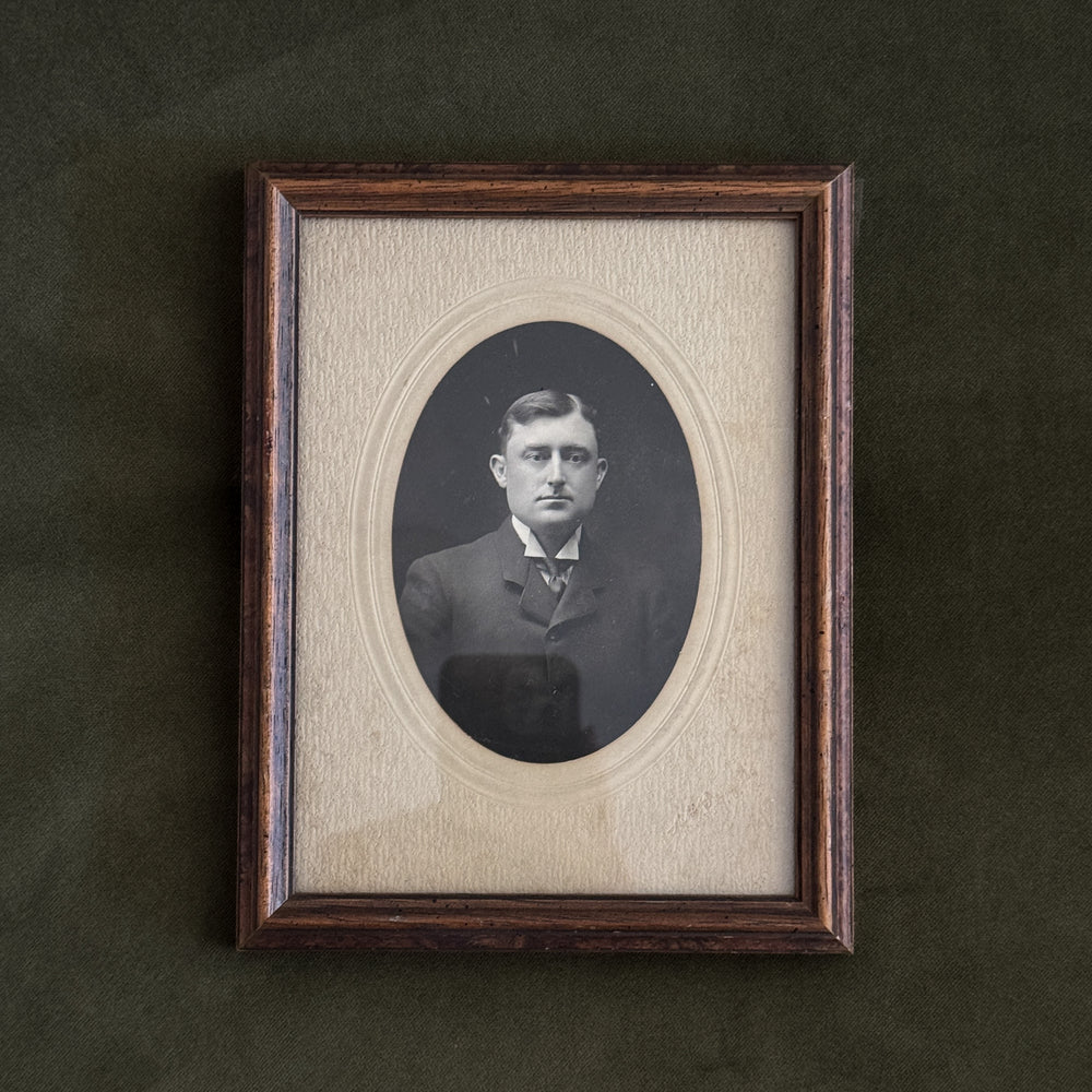 Vintage wood black and white gentleman.