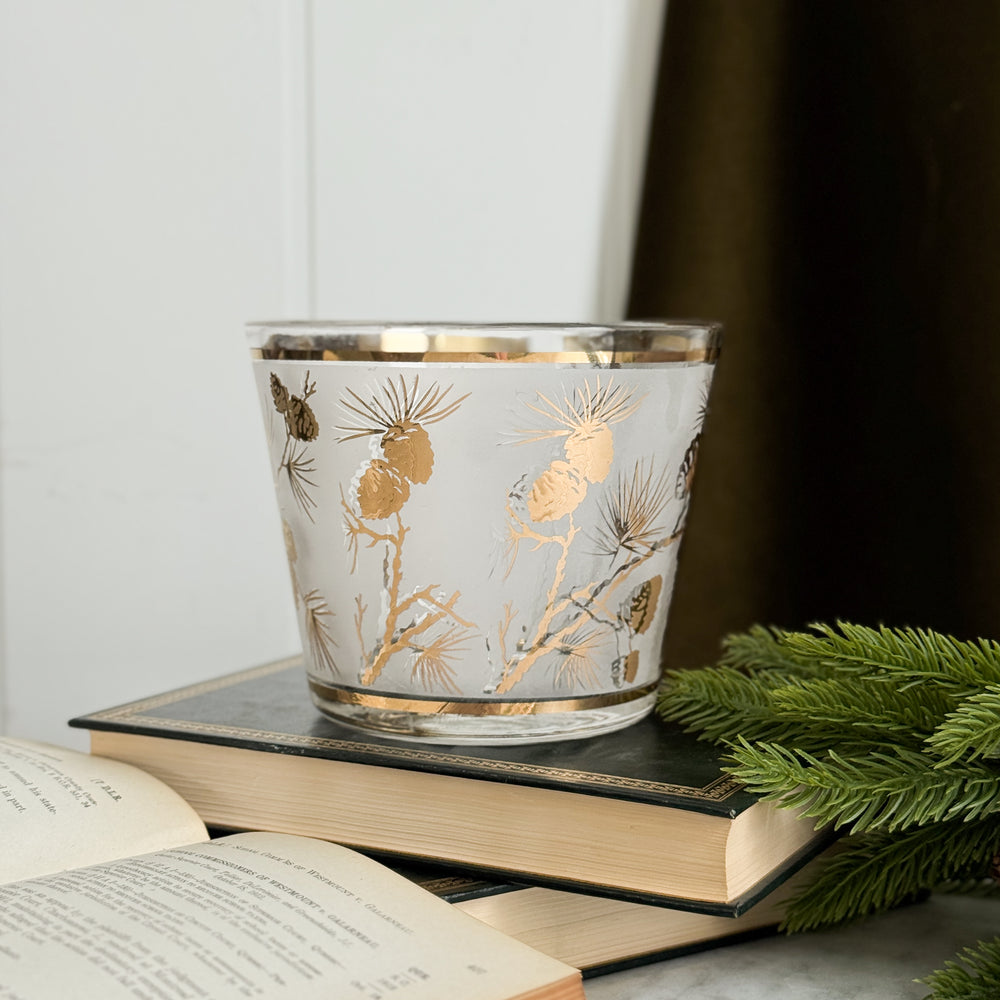 Vintage gold pinecone MCM bucket.