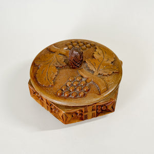 Vintage Carved Grape Wooden Bowl.