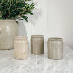 Antique Victorian stoneware rolled crock jar