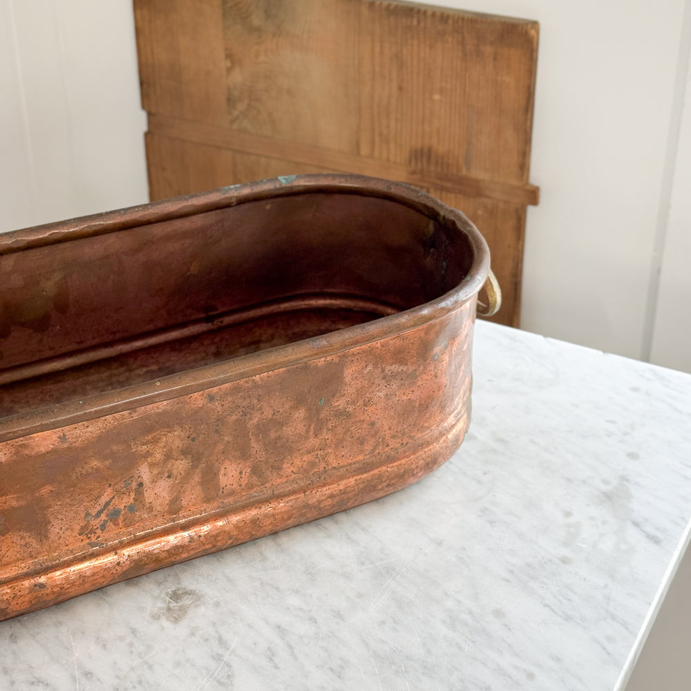 Vintage copper oval planter