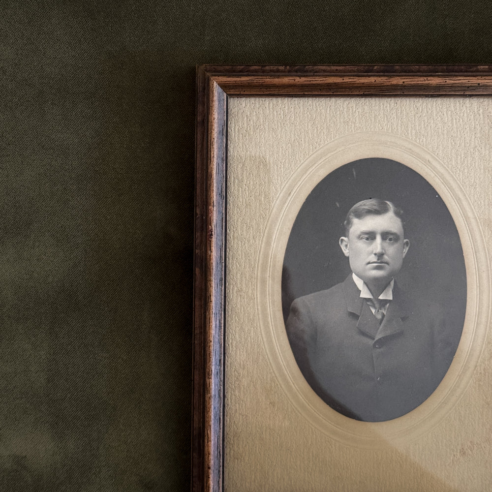 Vintage wood black and white gentleman.