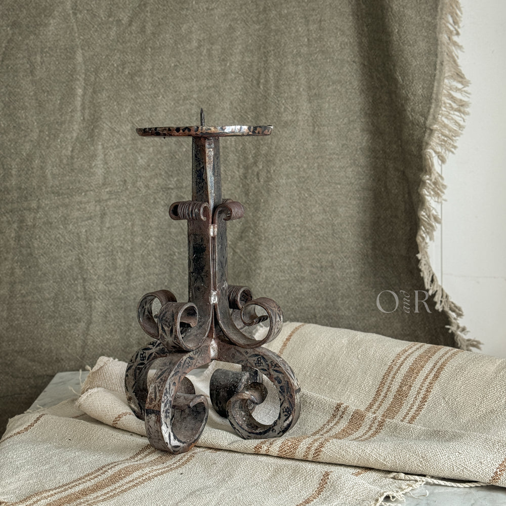 Vintage iron Brutalist candleholder