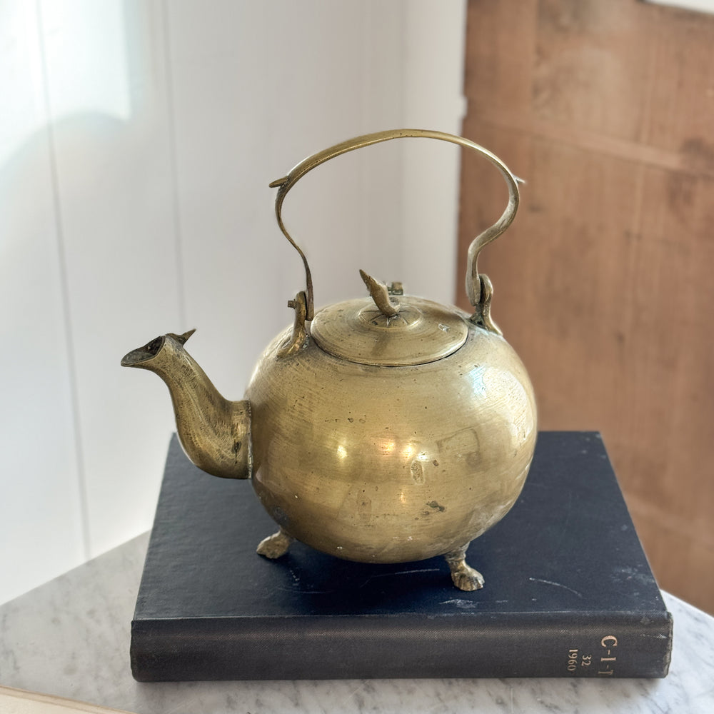 Vintage brass handled teapot.